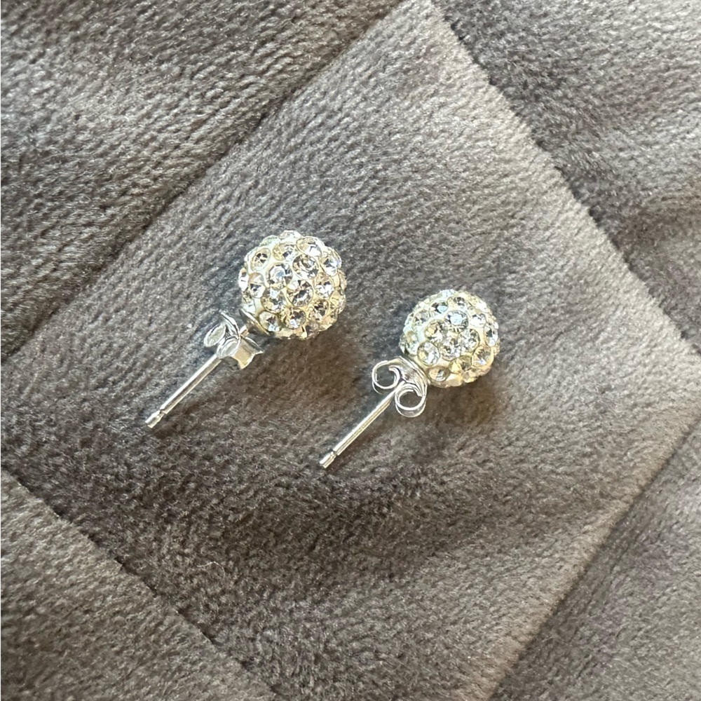 Sterling Silver sparkle 8mm ball  post earrings